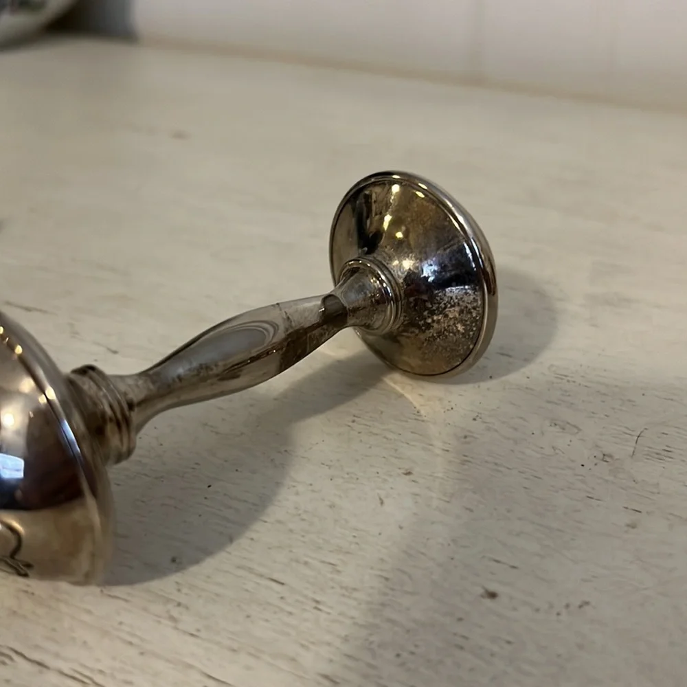 2 Vintage Silver & Silver plated baby rattles